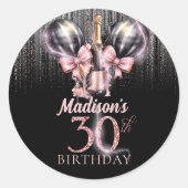 Champagne luxe 30e verjaardag gepersonaliseerd ronde sticker (Voorkant)