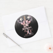 Champagne luxe 50e verjaardag gepersonaliseerd ronde sticker (Envelop)