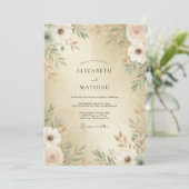 Champagne Luxe Waterverf Bruiloft Kaart (Staand voorkant)
