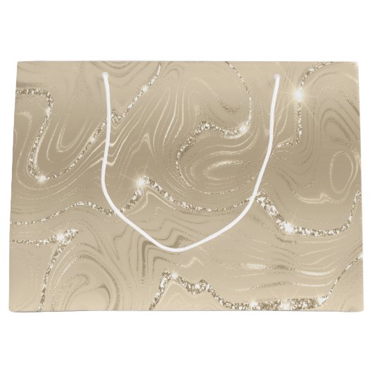 Champagne Luxury Background Beige Glitter Groot Cadeauzakje (Voorkant)