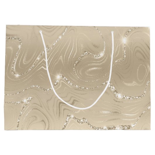 Champagne Luxury Background Beige Glitter Groot Cadeauzakje (Achterkant)