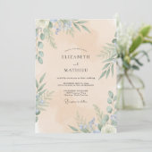 Champagne Maagdenpalm Blad Bruiloft Kaart (Staand voorkant)