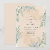 Champagne Maagdenpalm Blad Bruiloft Kaart (Voorkant / Achterkant)