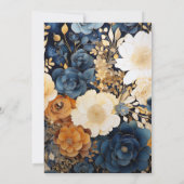 Champagne, Marine en Bruin Bloemen Lente Bruiloft Kaart (Achterkant)