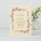 Champagne Mauve Bloemblad Bruiloft Kaart (Staand voorkant)