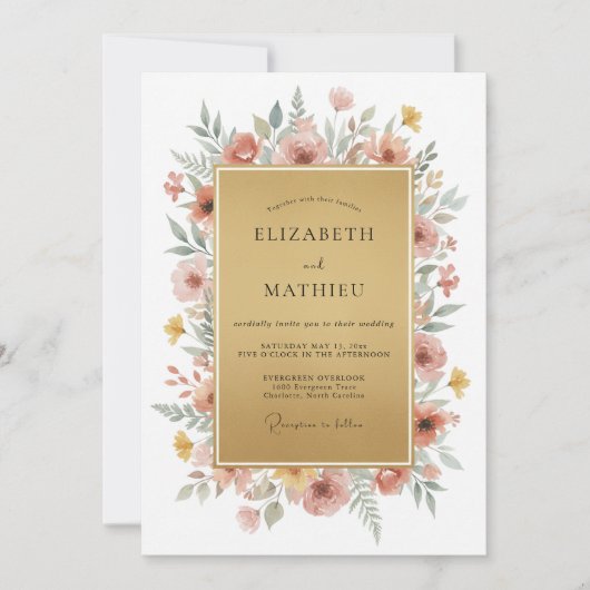 Champagne Mauve Eucalyptus Bruiloft Kaart (Voorkant)