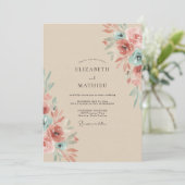 Champagne Mauve Ranunculus Eucalyptus Bruiloft Kaart (Staand voorkant)