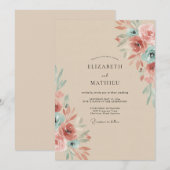 Champagne Mauve Ranunculus Eucalyptus Bruiloft Kaart (Voorkant / Achterkant)