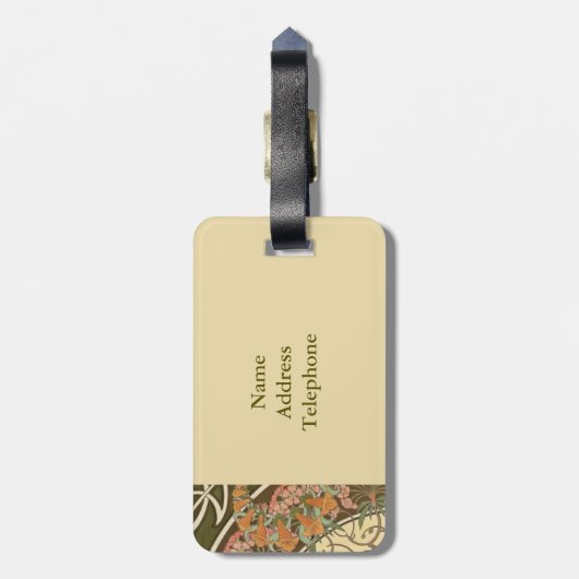 Champagne Meisje Alphonse Mucha Bagage Label (Achterkant verticaal)