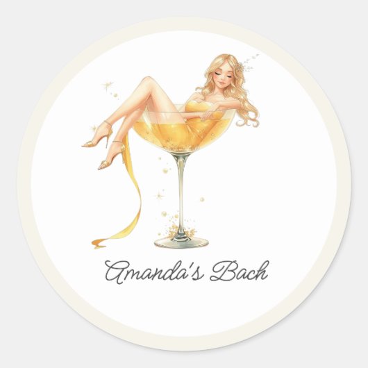 Champagne Meisjesuitje Feest Ronde Sticker (Voorkant)