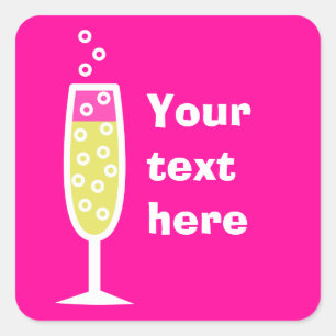 Champagne met bubbels vierkante sticker