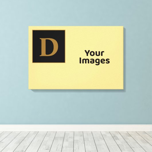 Champagne met Gold Family Initiaal Photo Display Canvas Afdruk (Insitu (Houten vloer))