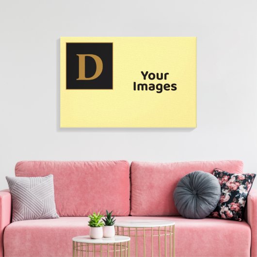 Champagne met Gold Family Initiaal Photo Display Canvas Afdruk (Insitu (Woonkamer))