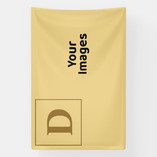 Champagne met Gold Family Initiaal Photo Display Spandoek (Verticaal)