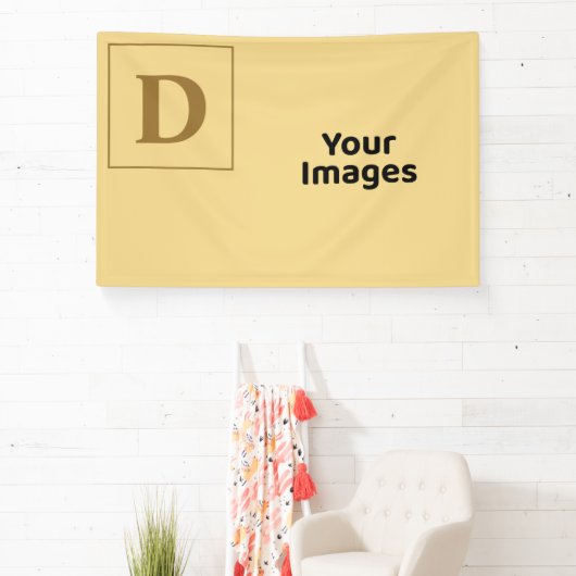 Champagne met Gold Family Initiaal Photo Display Spandoek (Insitu)