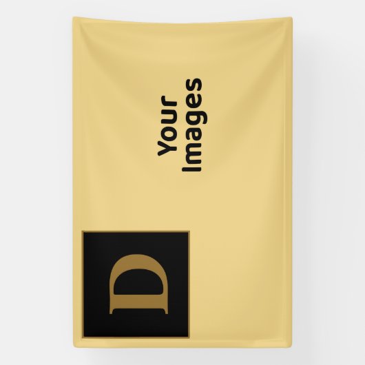 Champagne met Gold Family Initiaal Photo Display Spandoek (Verticaal)