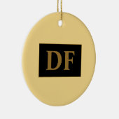 Champagne met gouden Initialen keramisch Ornament (Rechts)