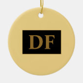 Champagne met gouden Initialen keramisch Ornament (Voorkant)