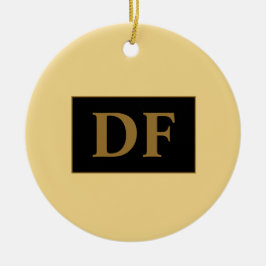 Champagne met gouden Initialen keramisch Ornament