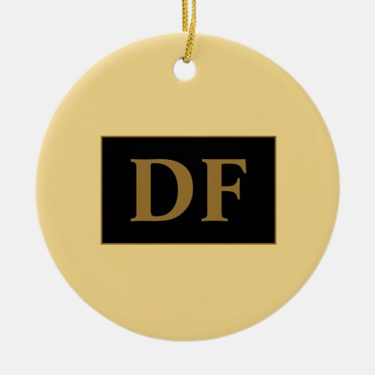 Champagne met gouden Initialen keramisch Ornament (Voorkant)