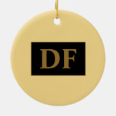 Champagne met gouden Initialen keramisch Ornament (Achterkant)