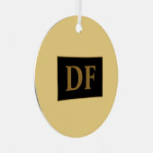 Champagne met gouden Initialen metalen Ornament (Voorkant Rechts)