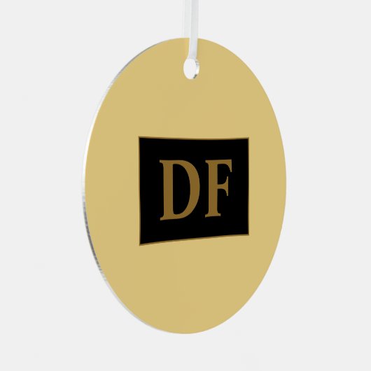 Champagne met gouden Initialen metalen Ornament (Voorkant Rechts)