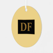 Champagne met gouden Initialen metalen Ornament (Voorkant links)