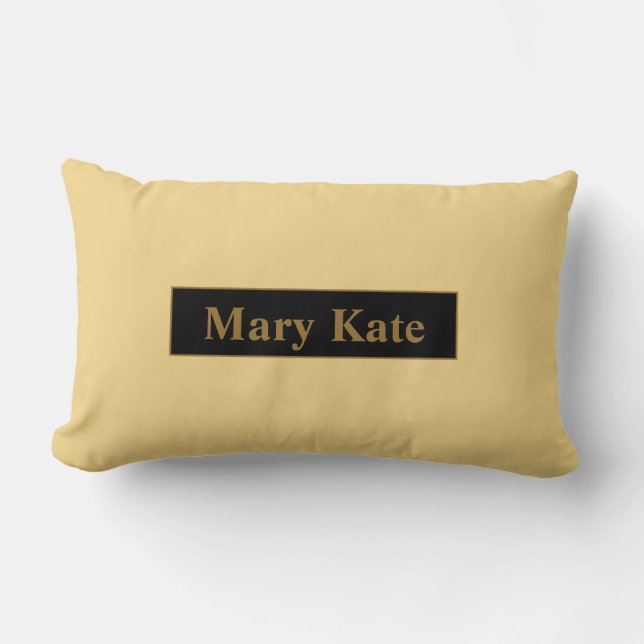 Champagne met goudnaam Lumbar Pillow Kussen (Voorkant)