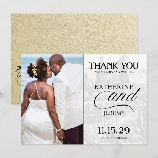 Champagne Mexico Passport Bedankkaart (Voorkant / Achterkant)