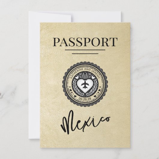 Champagne Mexico Passport Bewaar de datum Save The Date (Voorkant)