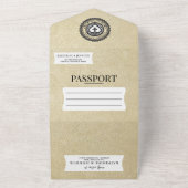Champagne Mexico Passport Wedding All In One Uitnodiging (Buitenkant)