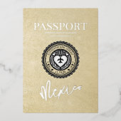 Champagne Mexico Passport Wedding Folie Uitnodiging (Voorkant)
