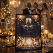 Champagne middernacht toast uitnodiging