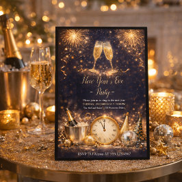 Champagne middernacht toast uitnodiging
