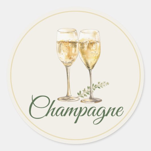 Champagne Mimosa Bar Flessticker Ronde Sticker (Voorkant)