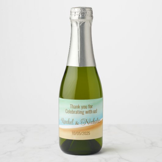 Champagne mini-flessen gunsten gepersonaliseerd sparkling wijnetiket (Voorkant)