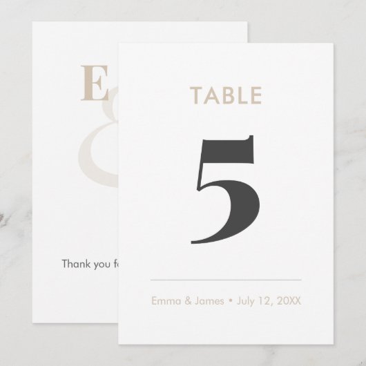 Champagne Minimalist Ampersand | Tafelnummer (Voorkant / Achterkant)