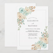 Champagne Mint Ranunculus Eucalyptus Bruiloft Kaart (Voorkant / Achterkant)