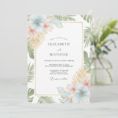 Champagne Mint Tropische Eucalyptus Bruiloft Kaart (Staand voorkant)