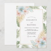 Champagne Mint Tropische Eucalyptus Bruiloft Kaart (Voorkant / Achterkant)