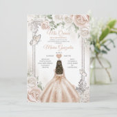 Champagne Mis Quince 15 Anos Zilveren Kroon Glitte Kaart (Staand voorkant)