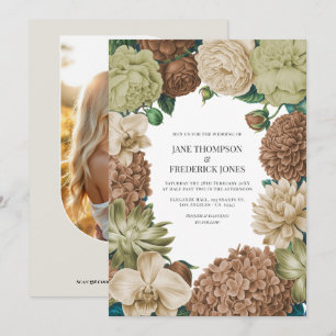 Champagne Mist, Willow Sage & Pebble Taupe Trouwda Kaart
