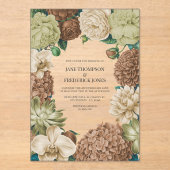 Champagne Mist, Willow Sage & Pebble Taupe Wedding Acryl Uitnodigingen (Voorkant)