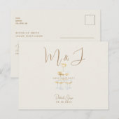Champagne Modern Beige Wedding Save the Date Briefkaart (Voorkant / Achterkant)