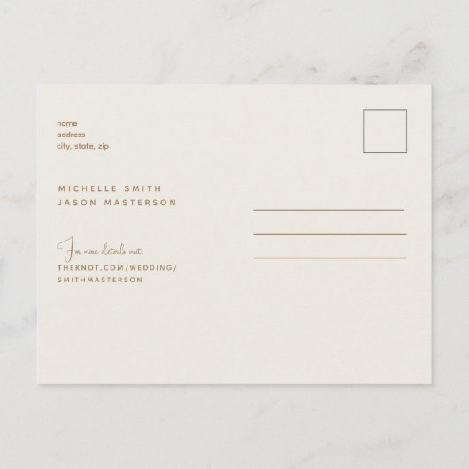 Champagne Modern Beige Wedding Save the Date Briefkaart (Achterkant)
