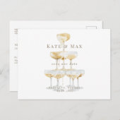 Champagne Modern Bruiloft Save the Date Briefkaart (Voorkant / Achterkant)