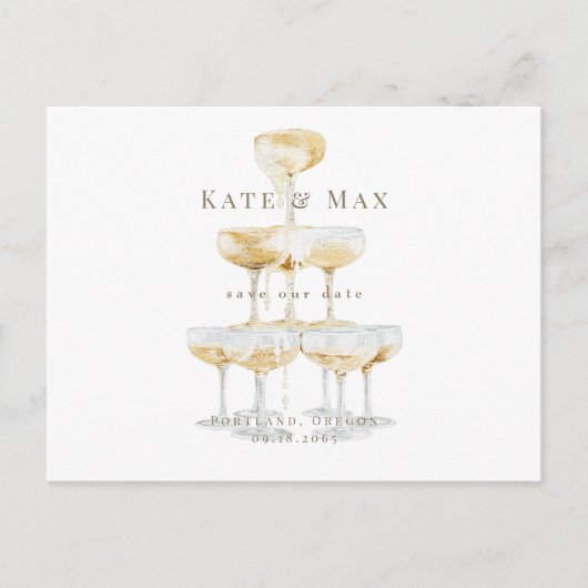 Champagne Modern Bruiloft Save the Date Briefkaart (Voorkant)