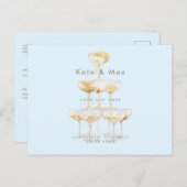 Champagne Modern Ice Blue Bruiloft Save the Date Briefkaart (Voorkant / Achterkant)