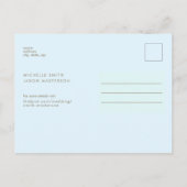 Champagne Modern Ice Blue Bruiloft Save the Date Briefkaart (Achterkant)